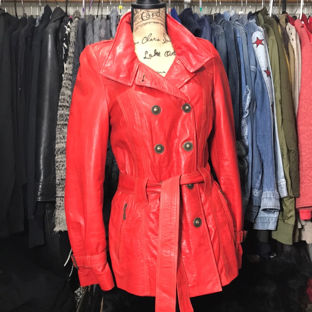 Tangerine Rossini Leather Trench Coat